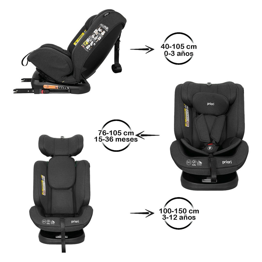 Silla Carro Bebé First Isize Priori Gris Oscuro