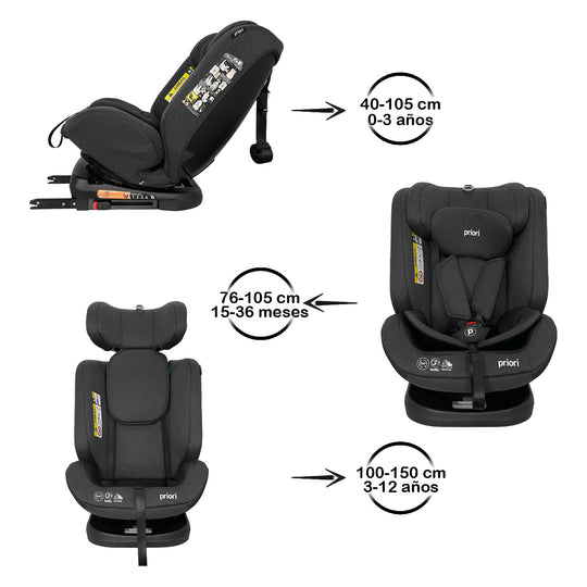 Silla Carro Bebé First Isize Priori Gris Oscuro