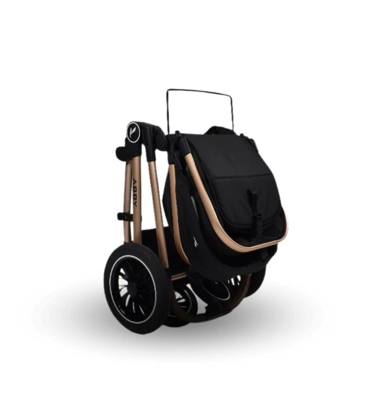 Coche Para Bebé Moises de Lujo Abby Premium Baby Negro + Tina Plegable Wanda Portátil Happy Baby