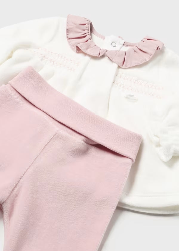 Conjunto Polaina Y Camiseta Cuello Recién Nacida Rosa Baby Mayoral