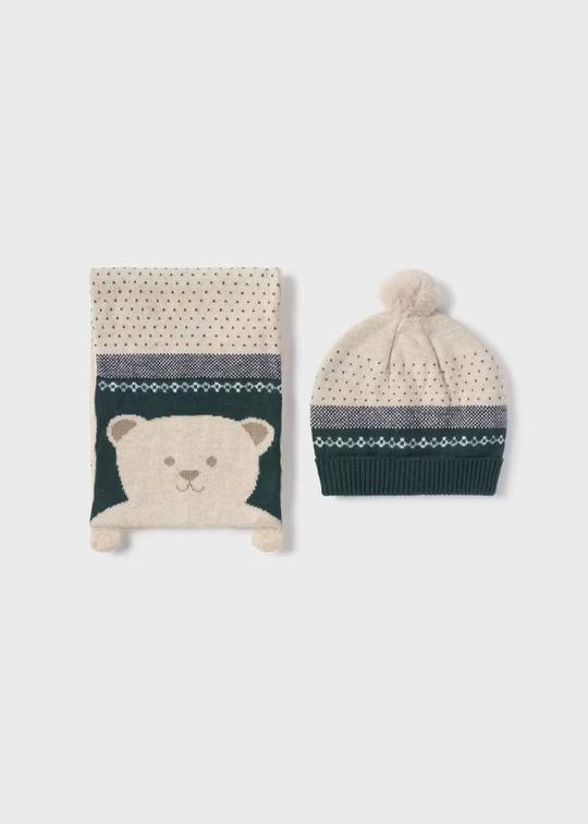 Conjunto Gorro y Bufanda Oso Bebé Beige Mayoral