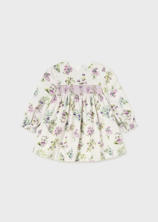 Vestido Terciopelo Estampado Bebé Orquídea Mayoral