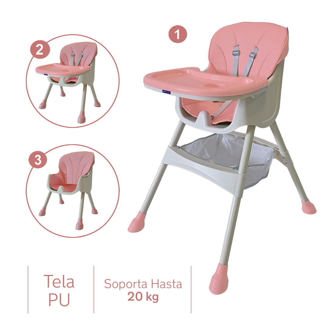 Silla Comedor York Happy Baby Rosa