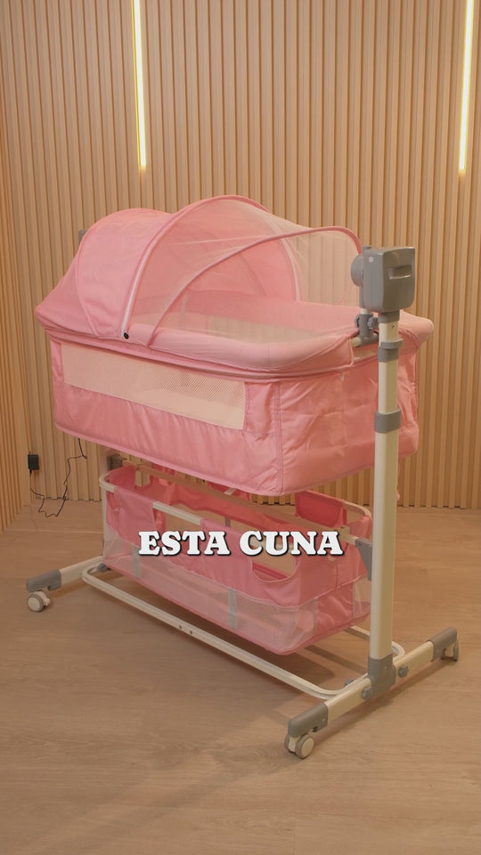 Cuna Colecho Mecedor Eléctrico y Musical Para Bebé Rosa