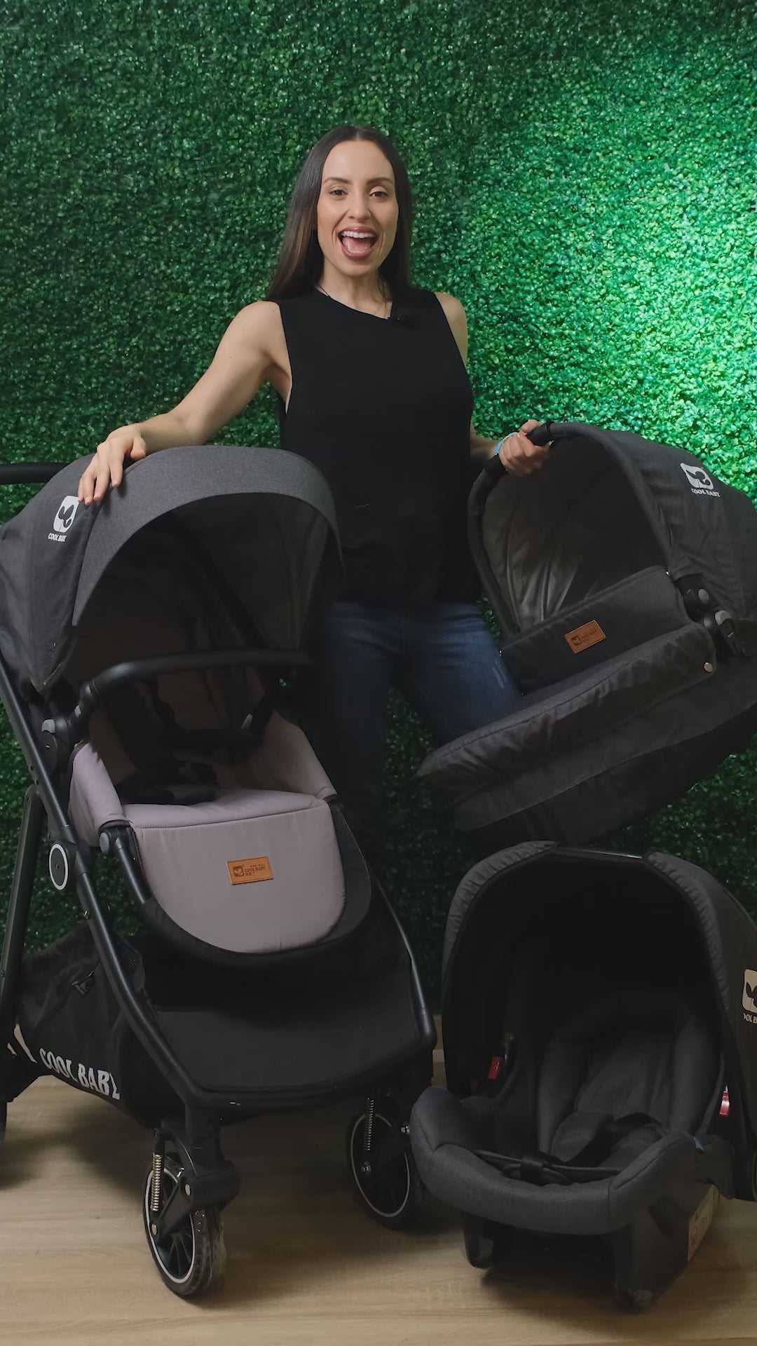 Coche Moises Travel 4 en 1 Pommo Coolbaby - Gris oscuro