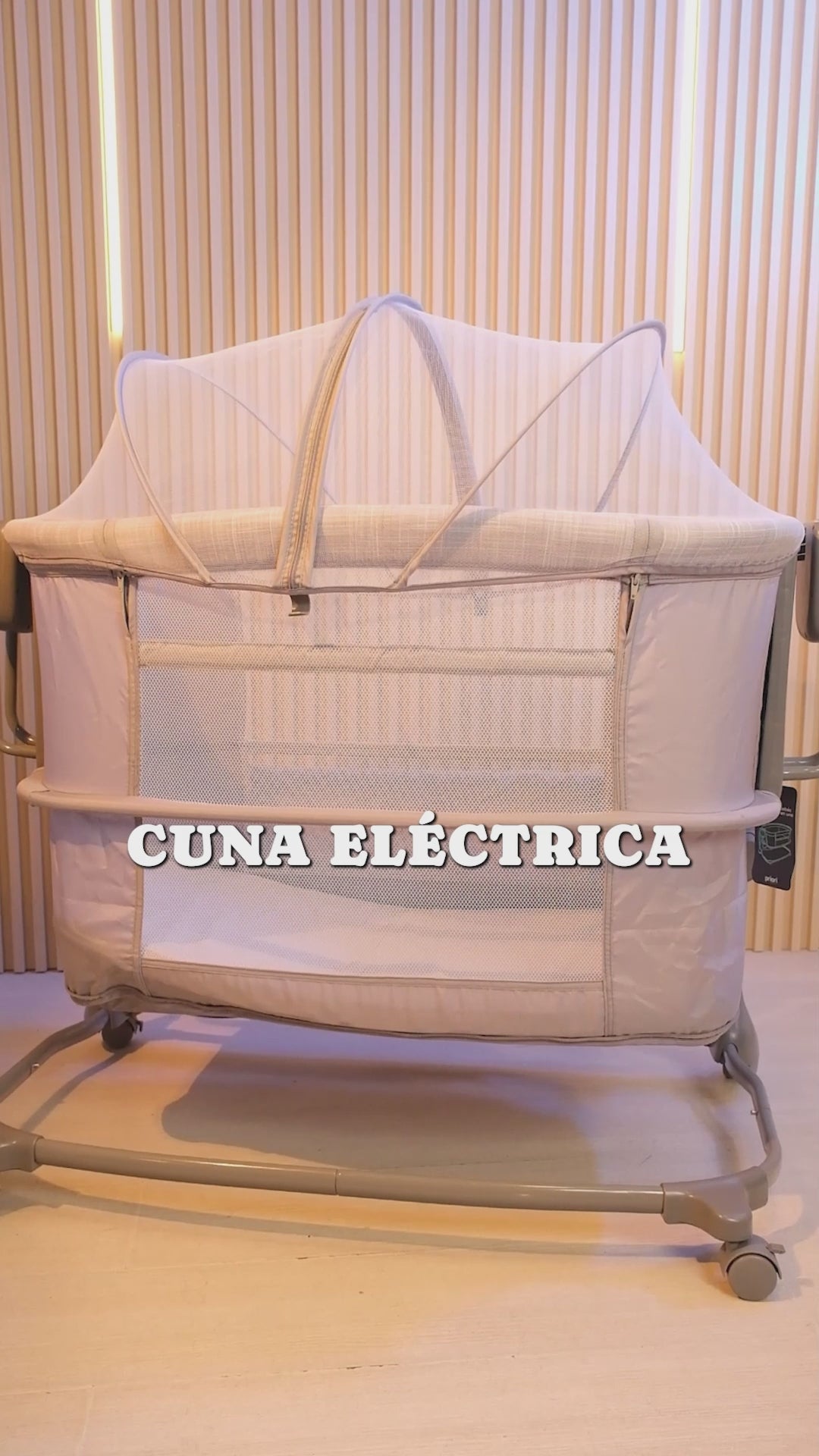 Cuna Colecho Eléctrica de Lujo 3 en 1 Polo Para Bebé Priori Gris