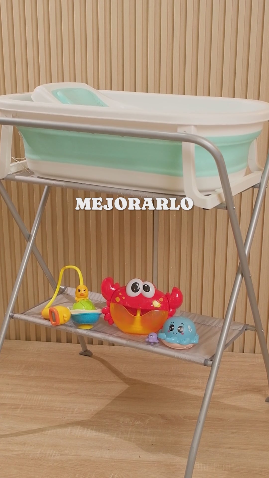 Combo Splash 2.0 Tina Plegable Wanda Happy Baby+ Soporte Para Tina + Ducha Eléctrica + Cangrejo De Burbujas Musical + Pulpo Rociador