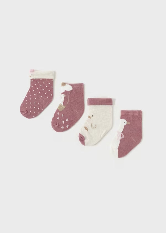 Set 4 Calcetines Oca Recién Nacida Mid Rose Mayoral