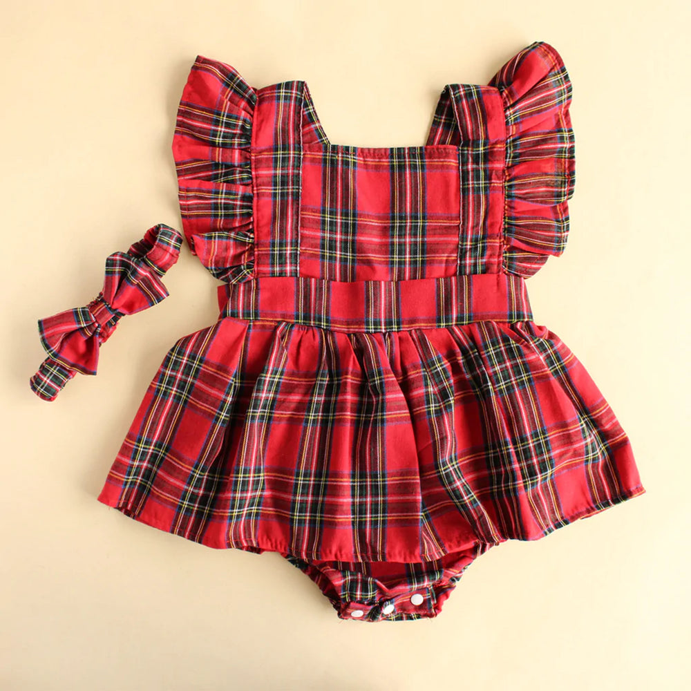 Vestido y Diadema Escoces babysamuu